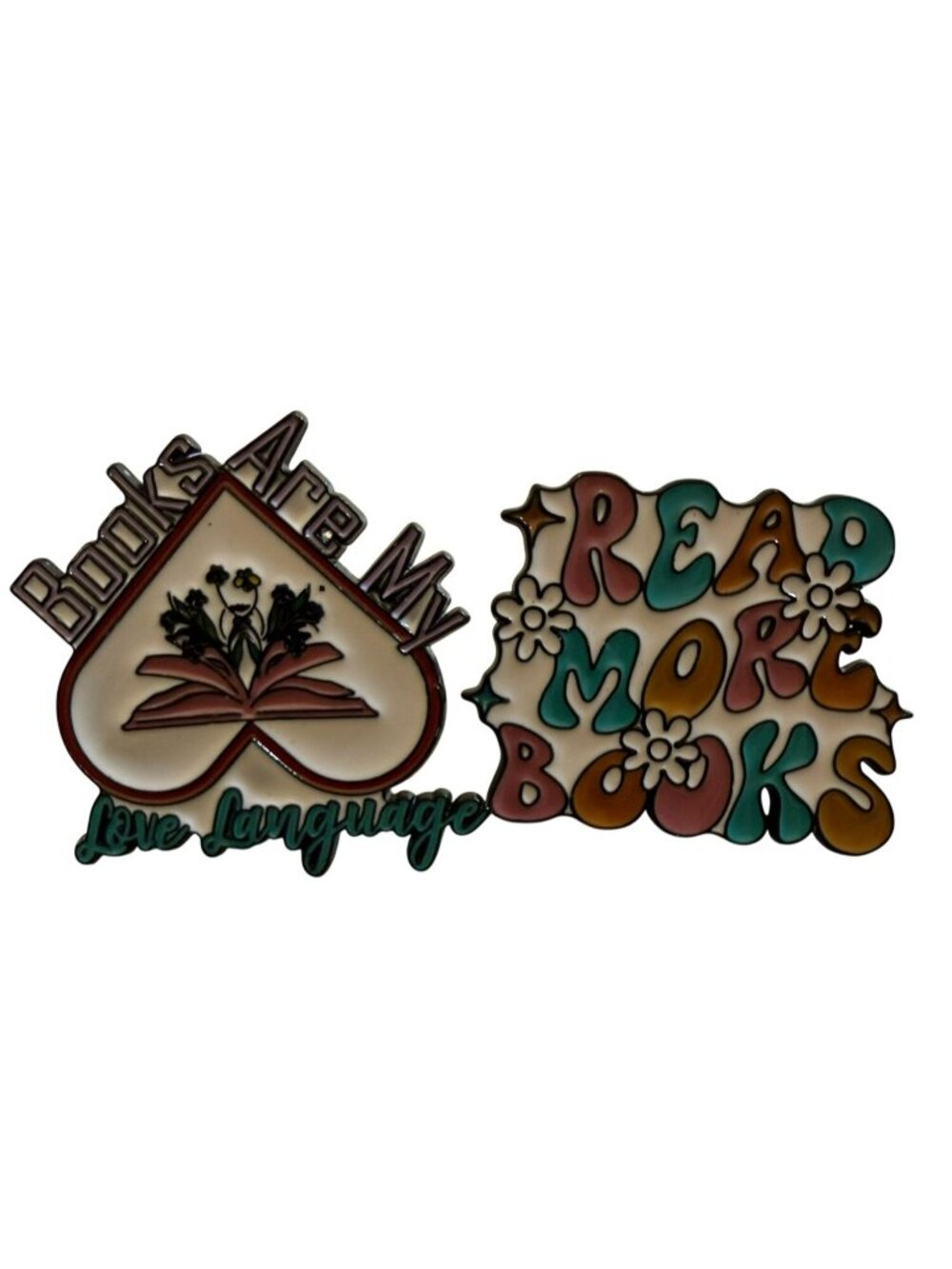 Books Are My Love Language & Read More Books Enamel Pins Set - Vibrant Colors -